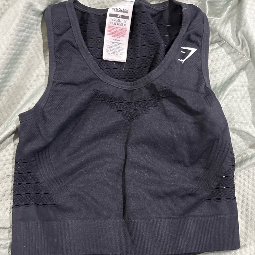 XS Gymshark Black Sports Bra Women's Energy Longline Crop Top Seamless